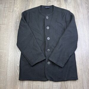 GEIGER Boiled Wool Walk Chore Jacket Pockets Black Button Men's Size 48 Austria